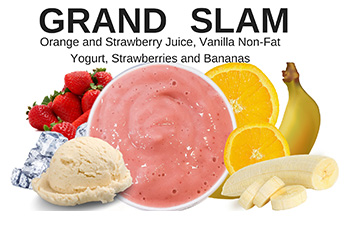 Orange, strawberry, vanilla yogurt and banana smoothie