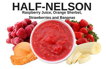 Raspberry, orange, strawberry and banana smoothie